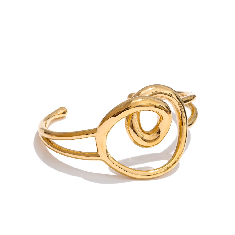 Hollow heart cuff open adjustable bracelet - product image