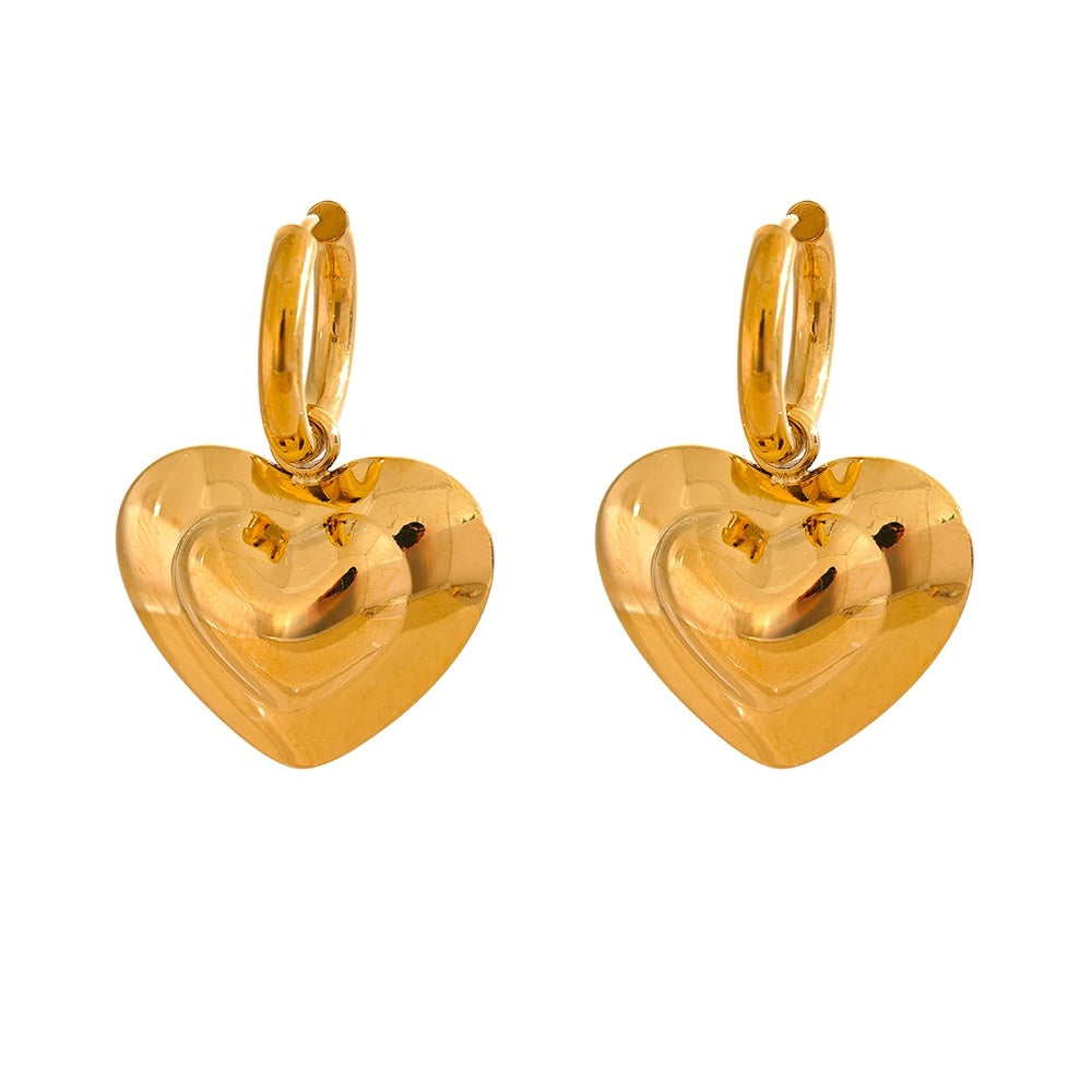 Hollow heart love drop dangle hoop earrings - product image
