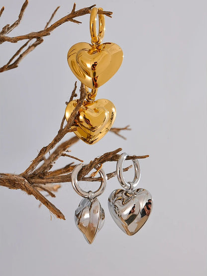 Hollow heart love drop dangle hoop earrings - product image