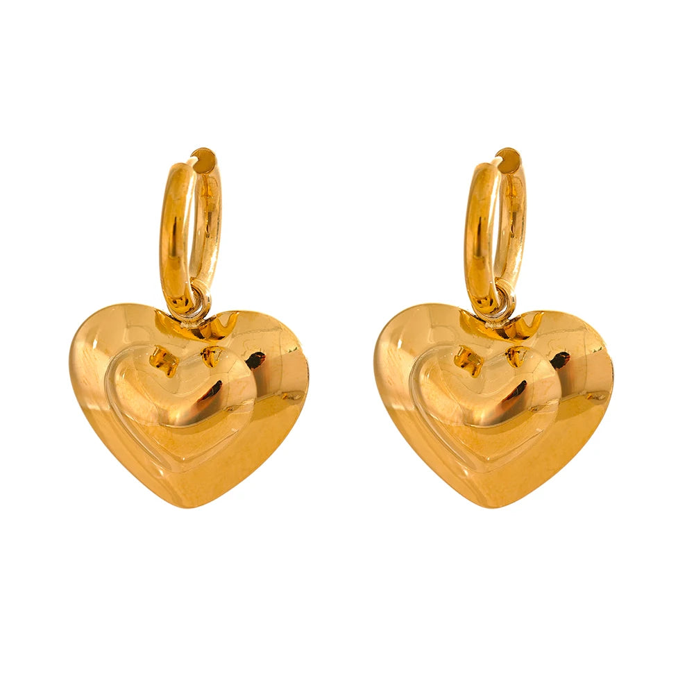 Hollow heart love drop dangle hoop earrings - product image