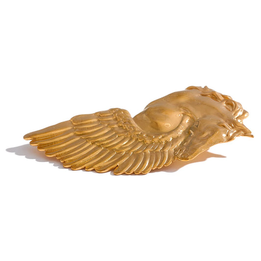 Horse wing golden abstract brooches - product image
