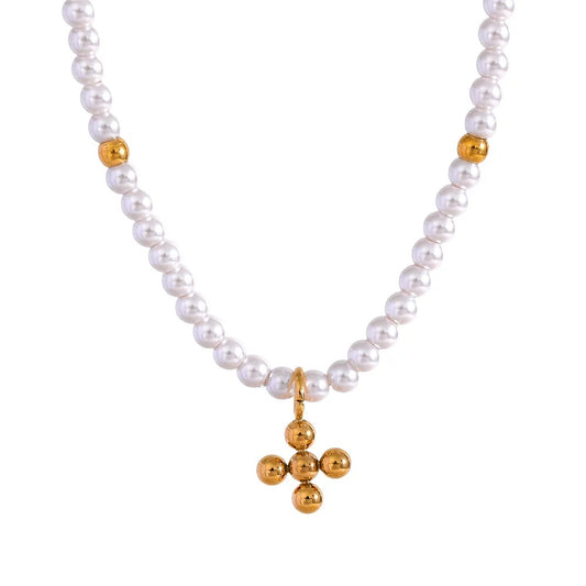 Imitation pearl bead handmade pendant necklace - product image
