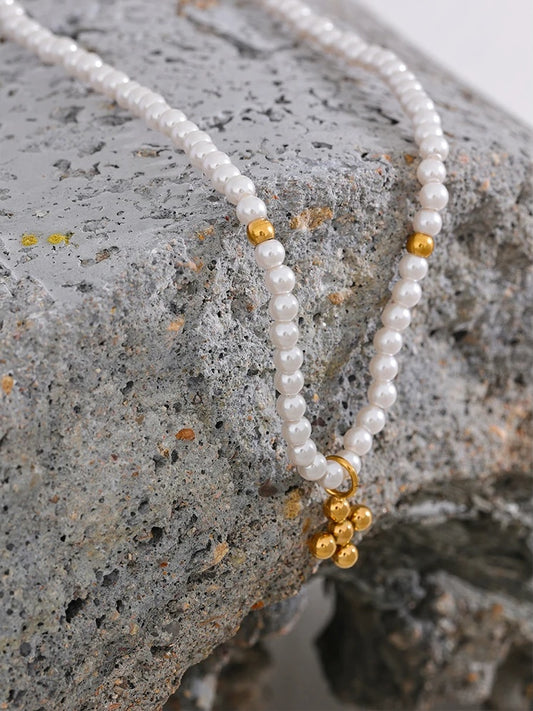Imitation pearl bead handmade pendant necklace - product image