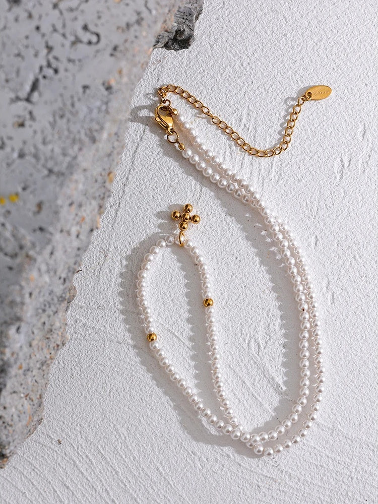 Imitation pearl bead handmade pendant necklace - product image