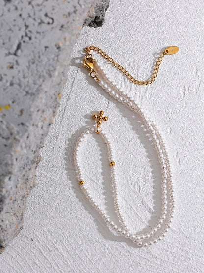 Imitation pearl bead handmade pendant necklace - product image