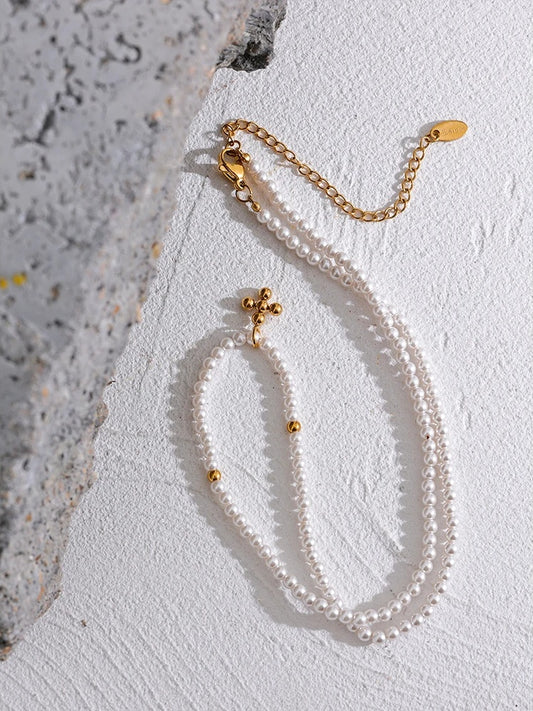 Imitation pearl bead handmade pendant necklace - product image