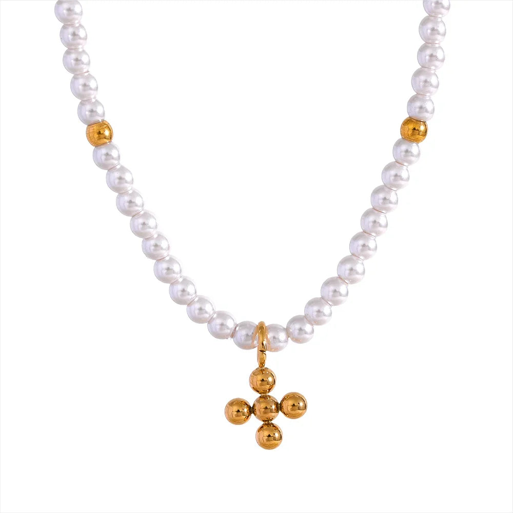Imitation pearl bead handmade pendant necklace - product image