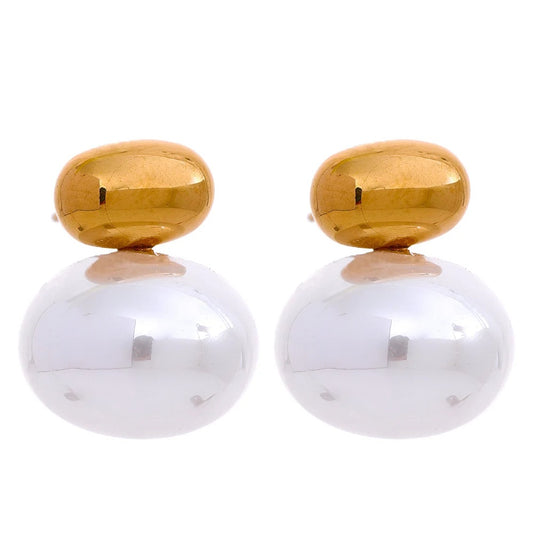 Imitation pearl beads no scratch push-back stud earrings - product image