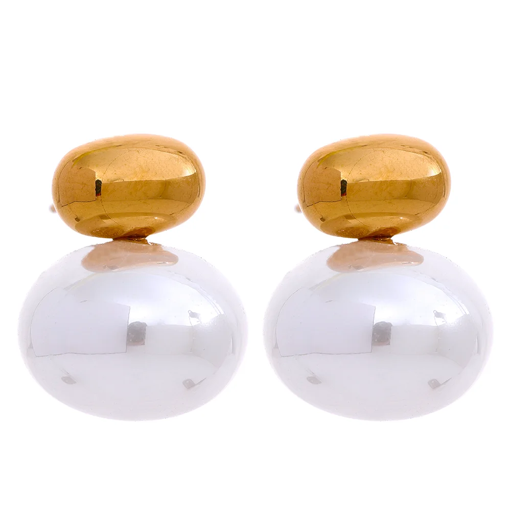 Imitation pearl beads no scratch push-back stud earrings - product image