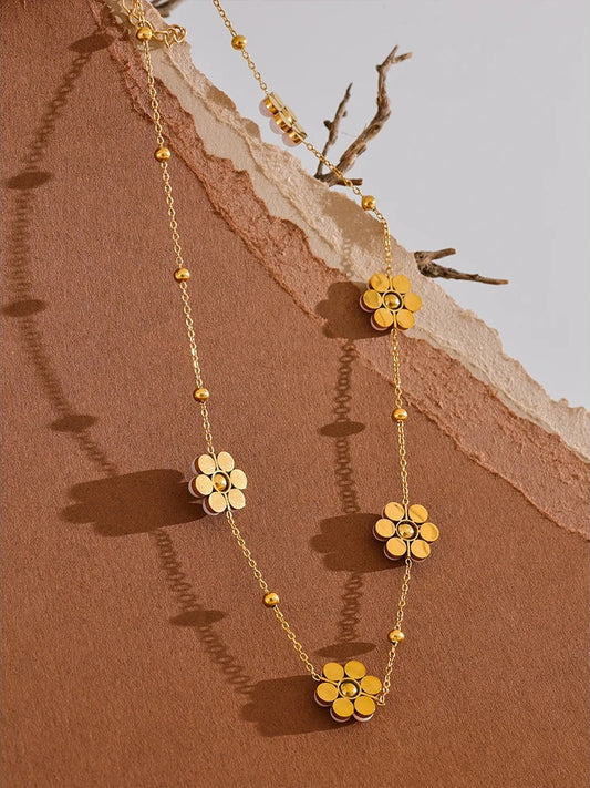 Imitation pearl flower beads chain pendant necklace - product image