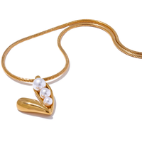 Imitation Pearl Heart Pendant Necklace Women Fashion
