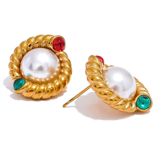 Imitation pearl minimalist stud earrings women - product image