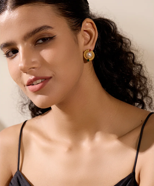 Imitation pearl minimalist stud earrings women - product image