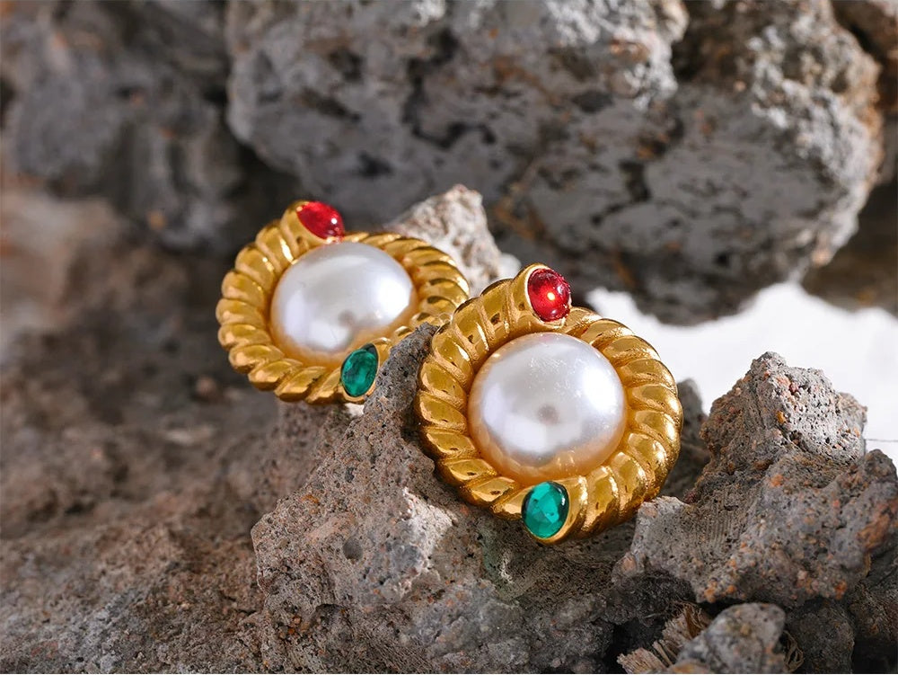 Imitation pearl minimalist stud earrings women - product image