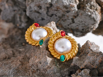 Imitation pearl minimalist stud earrings women - product image