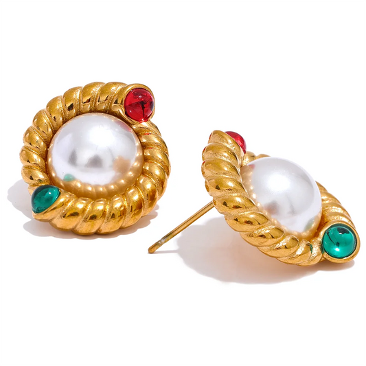 Imitation pearl minimalist stud earrings women - product image