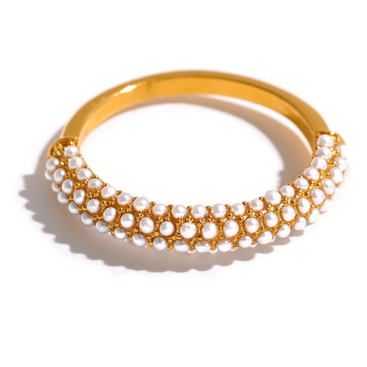 Imitation pearls abstract charm ring - product image