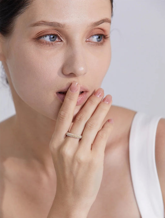 Imitation pearls abstract charm ring - product image
