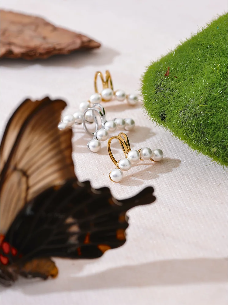 Imitation pearls adjustable ear clip earrings women - product image