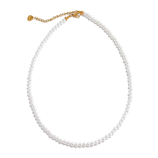 Imitation pearls beaded chain handmade necklace - product image