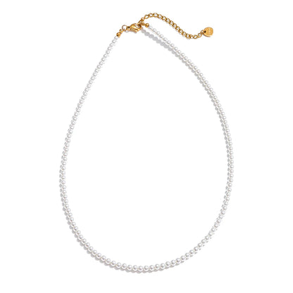 Imitation pearls beaded chain handmade necklace - product image