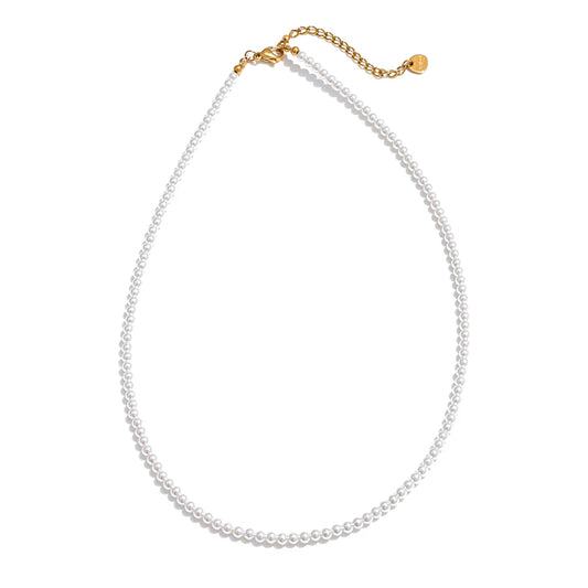 Imitation pearls beaded chain handmade necklace - product image