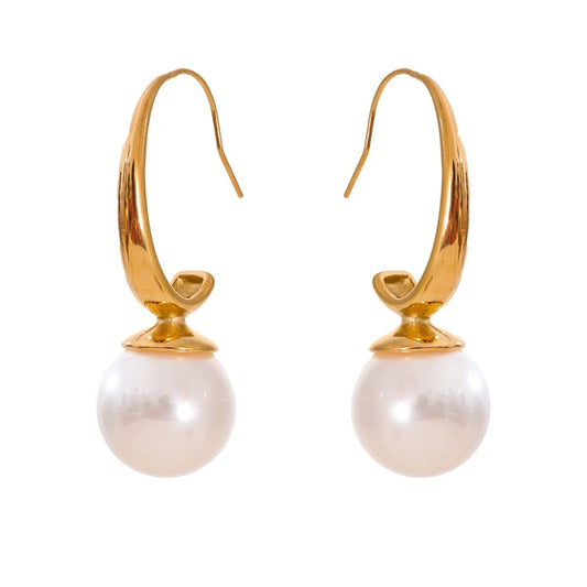 Imitation pearls classic temperament hoop earrings - product image