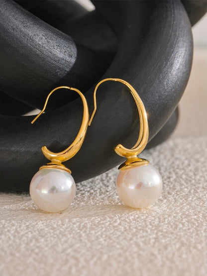 Imitation pearls classic temperament hoop earrings - product image