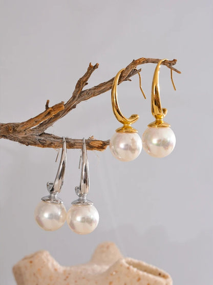 Imitation pearls classic temperament hoop earrings - product image