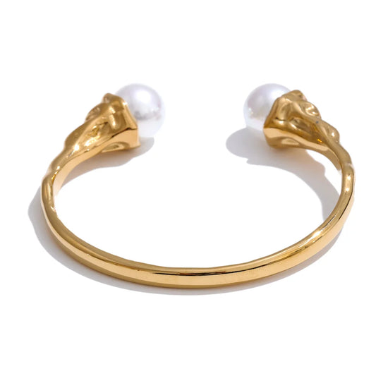 Imitation pearls cuff bracelet bangle - product image