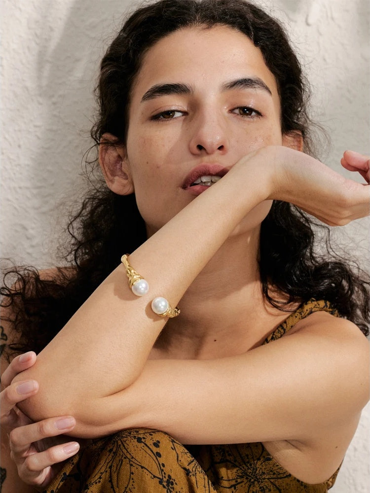 Imitation pearls cuff bracelet bangle - product image