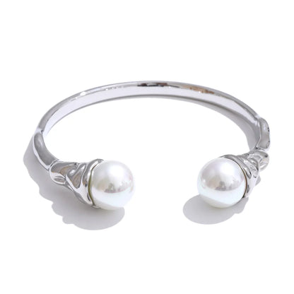 Imitation pearls cuff bracelet bangle - product image