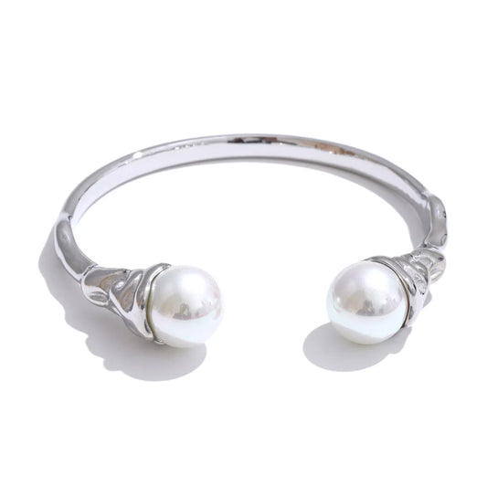 Imitation pearls cuff bracelet bangle - product image