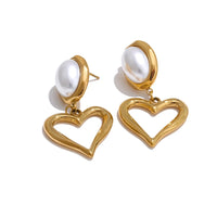 Imitation Pearls Heart Drop Earrings