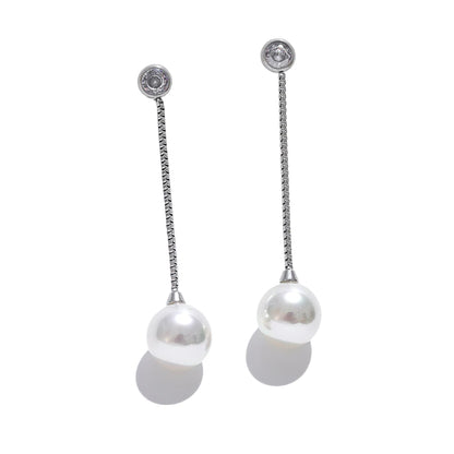 Imitation pearls long chain dangle earrings - product image