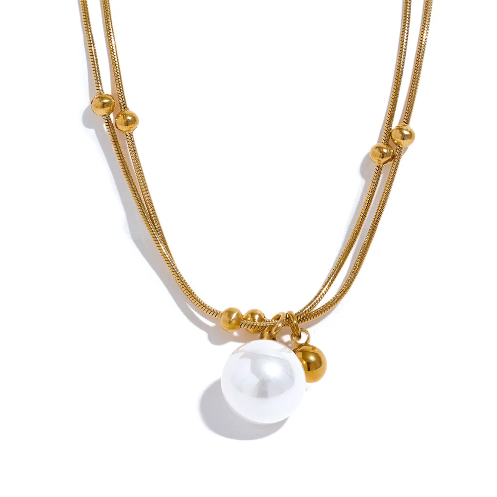 Imitation pearls round beads necklace - product image