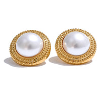 Imitation Pearls Round Classic Stud Earrings
