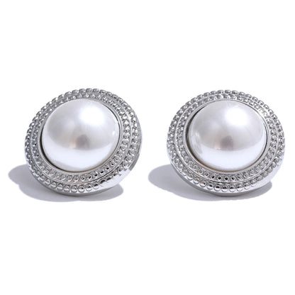 Imitation pearls round classic stud earrings - product image