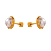 Imitation Pearls Screw-Back Contemporary Stud Earrings
