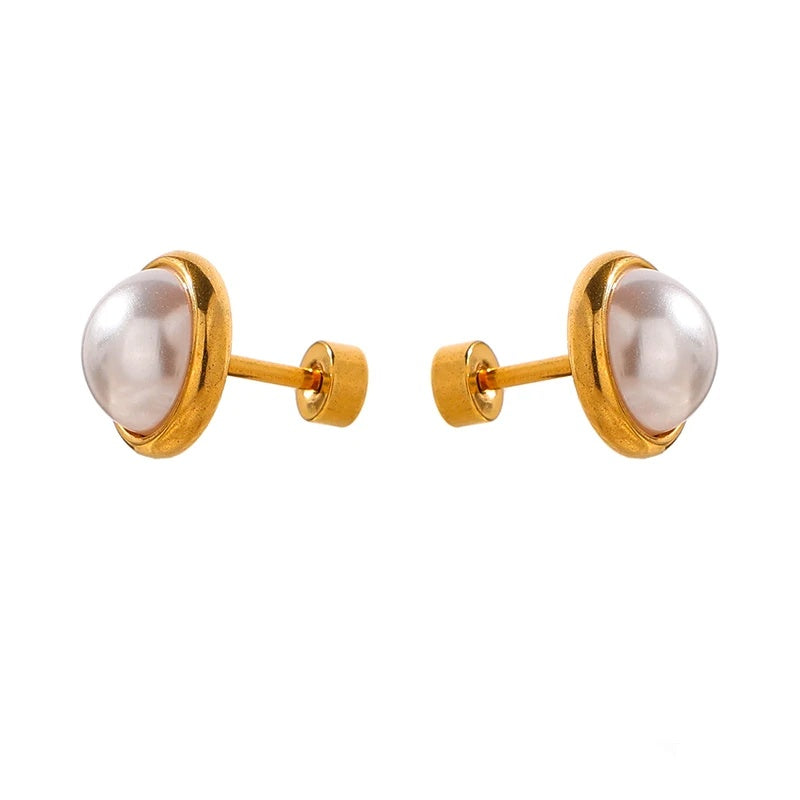 Imitation pearls screw-back contemporary stud earrings - product image