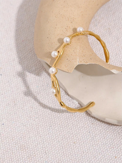 Imitation pearls twist cuff bracelet bangle women - product image