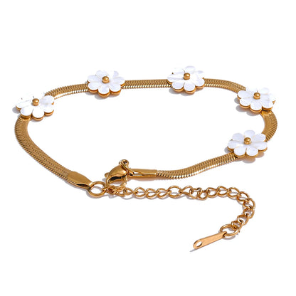 Imitation shell flower chain necklace bracelet set - product image