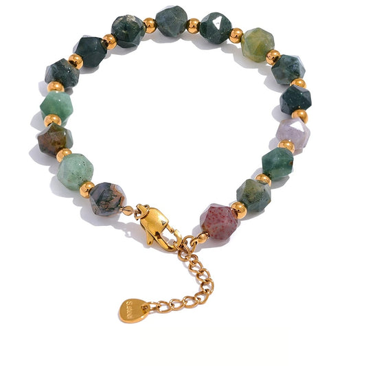 Indian agate natural stone beads chain bracelet - product image