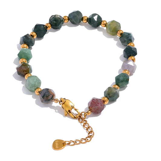 Indian agate natural stone beads chain bracelet - product image
