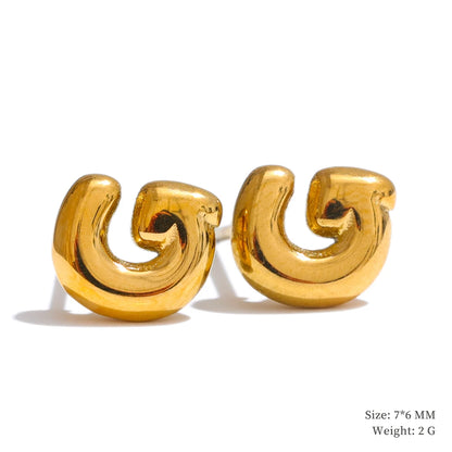 Initial letter a-z gold color stud earrings - product image