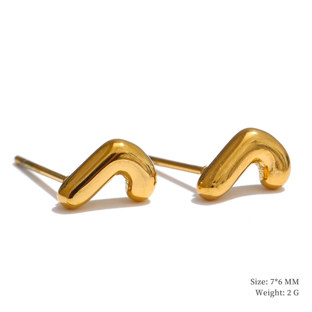 Initial letter a-z gold color stud earrings - product image