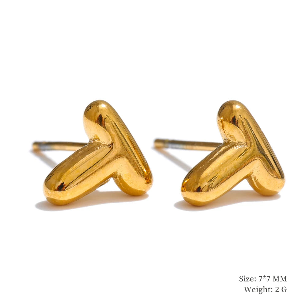 Initial letter a-z gold color stud earrings - product image