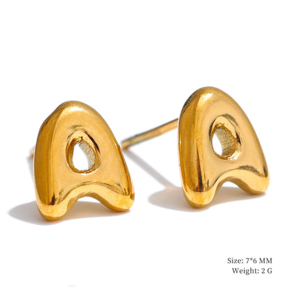 Initial letter a-z gold color stud earrings - product image