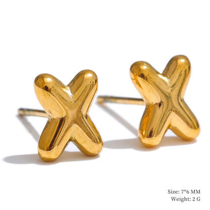Initial letter a-z gold color stud earrings - product image
