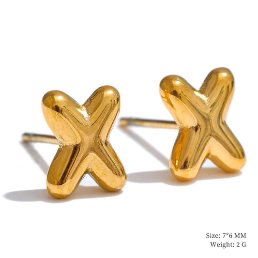 Initial letter a-z gold color stud earrings - product image